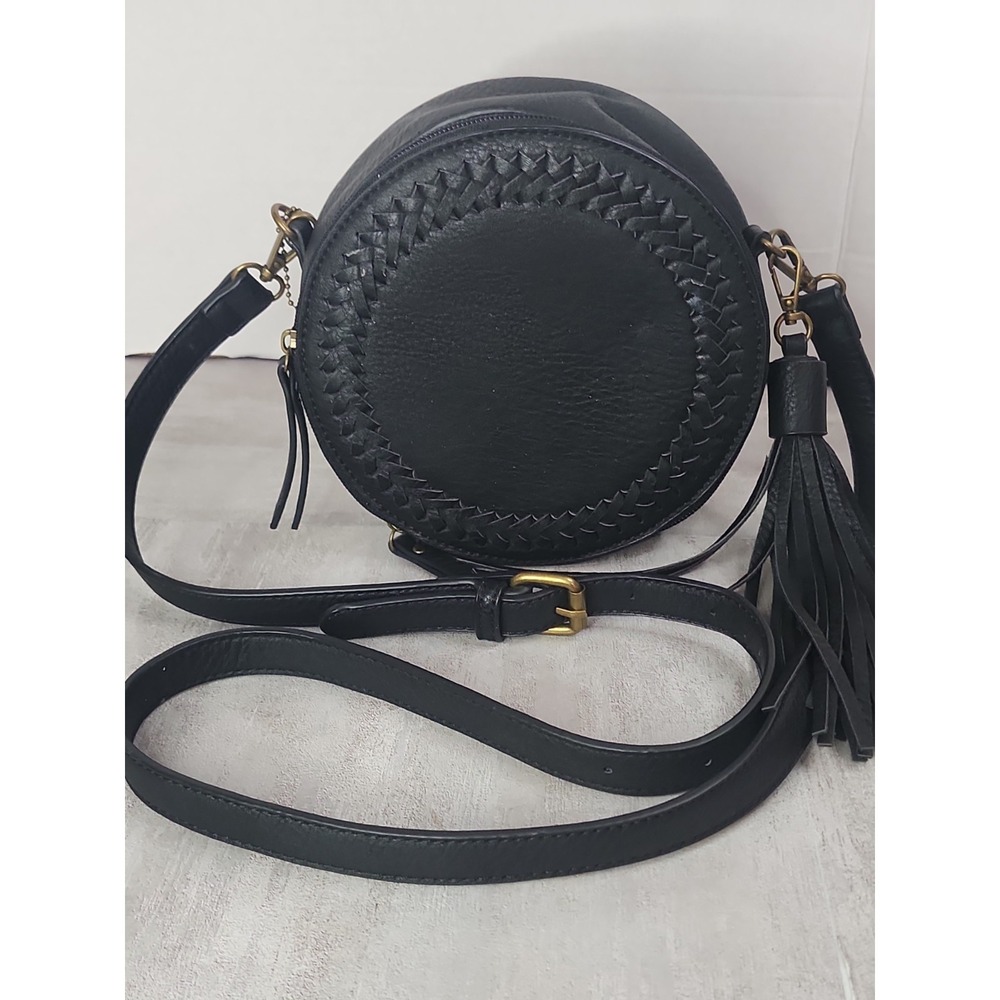 Ampere Creations Suzie Round Crossbody Black Purse Vegan Leather Tassel